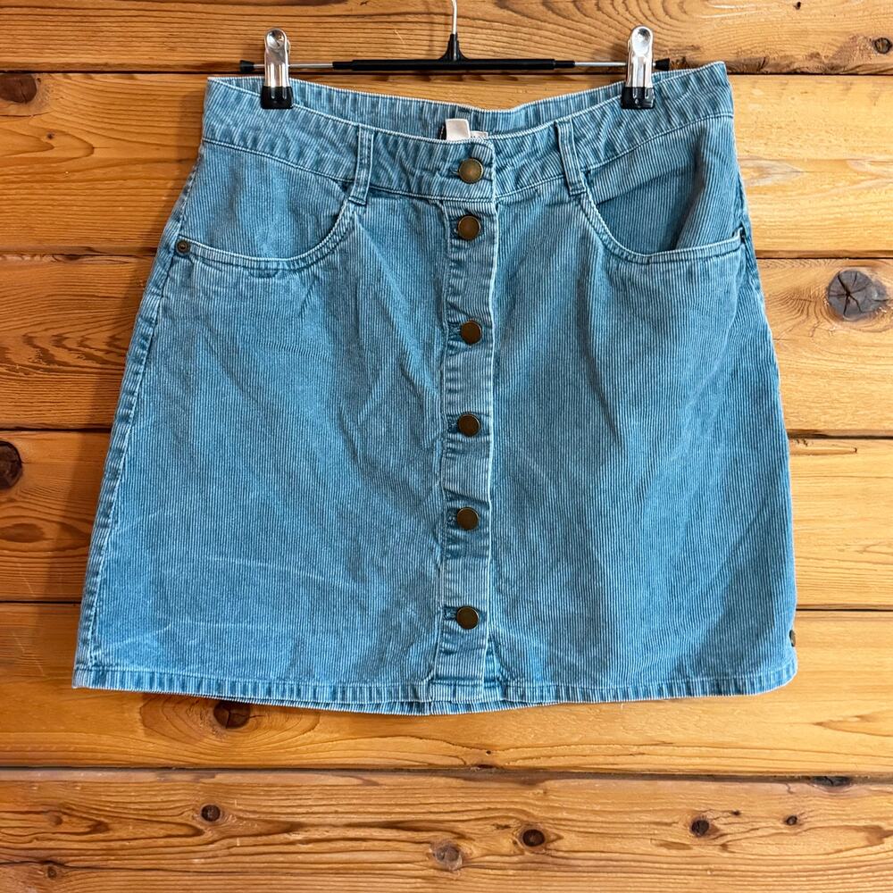 Roxy Blue Buttoned Down Corduroy Miniskirt Large